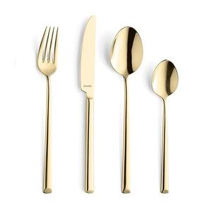 ชุดช้อนส้อมมีดก้นสามเหลี่ยมหรูหราพร้อมด้ามจับที่ทันสมัยที่สุดเครื่องล้างจานปลอดภัยและทนทานกระจกขัดเงา - Product Image 5