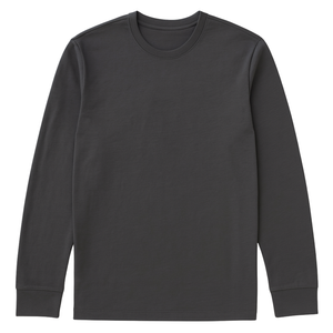 เสื้อยืดคอกลมแขนยาวผู้ชาย สีเทาเข้ม ผ้าฝ้ายออร์แกนิค 100% ระดับพรีเมียม ผ่านการรับรอง GOTS ผ้าไม่หด ระบายอากาศได้ดี - Product Image 1