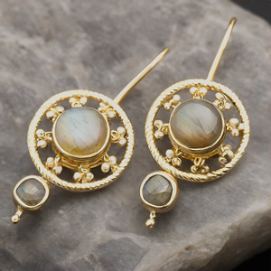 Piedra preciosa labradorita Moda Hermosos diseños para mujeres Pendientes de joyería fina para niñas y mujeres - Product Image 4