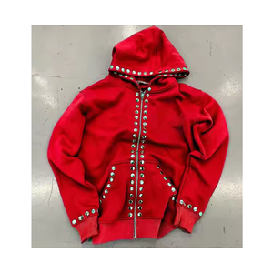 Increíble estilo Stitchmode invierno bordado Rhinestone Sudadera con capucha mejor calidad tachonado cremallera Streetwear - Product Image 1