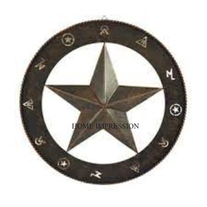 Decoración de pared de estrella de Metal, Estrella colgante de Metal rústico con diseño de bienvenida, forma redonda para decoración de fiesta en casa, adorno de Navidad - Product Image 2