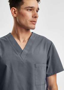 Personalizado 100% algodón elástico Todo Negro Scrubs médico enfermería uniformes conjuntos para mujeres y hombres cómodo cuidado de la salud - Product Image 3
