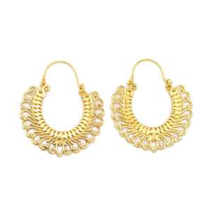 Chunky Hammered Creole Hoops 18K Gold Plated Big <b>Thick</b> Brass Earrings Tribal Geometric Fashion Bohemian Ear Jewelry for Women - Product Image 1