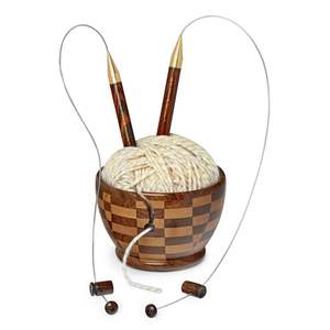 Bol à laine en bois durable pour les amateurs de tricot, fait à la main, décoratif, en provenance d'Inde - Product Image 2