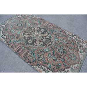 Rug, 4.4x7.9 ft Vintage Rug, <b>Brown</b> Floral Rug <b>Wool</b> - Product Image 4