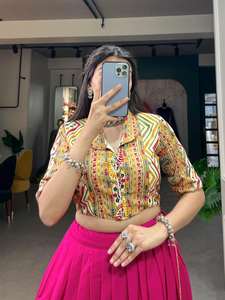 Exclusivo hermoso Lehenga Choli algodón liso con blusa impresa fabricante de Surat al precio más bajo para la venta - Product Image 4