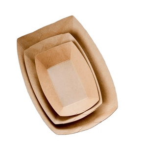 ถาดอาหารกระดาษคราฟท์ ถาดเสิร์ฟอาหารแบบใช้แล้วทิ้ง ถาดอาหารกันน้ำมัน (สีน้ำตาล, 100 ชิ้น) คุณภาพสูง - Product Image 6