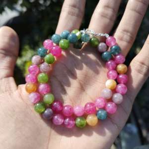 Perles de pierres précieuses en tourmaline naturelle authentique 4MM Multicolore Qualité AAA Perles en vrac plaquées argent Bijoux de guérison Cadeau de mariage pour - Product Image 2