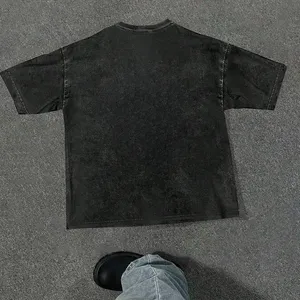 เสื้อยืดวินเทจแบบสตรีทแวร์แห้งเร็วเสื้อยืดซักกรดสีดำระบายอากาศได้ดี - Product Image 3