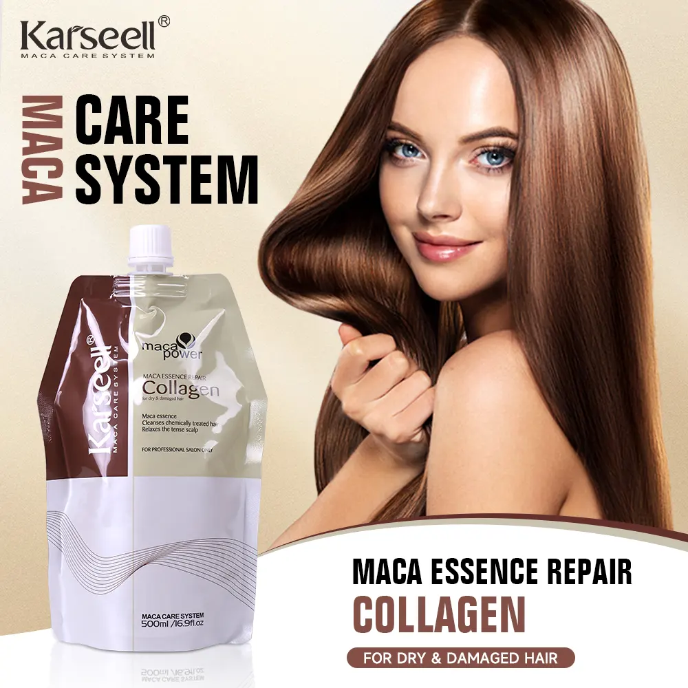 Karseell Maca Essence Argenオイル修理袋入りヘアマスクColleagenは縮れを改善しますハイドレーションヘアマスク500ML
