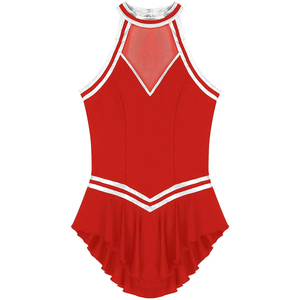 Uniforme de cheerleading rouge avec bordure blanche, style jupe, tenue de performance pour adultes, vêtements de compétition personnalisés pour équipe, de haute qualité - Product Image 2