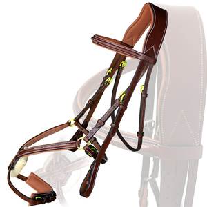 Maxican Premium Calidad Brida Tan Acolchado Elevado Cavesson Flash Noseband para Montar - Product Image 3
