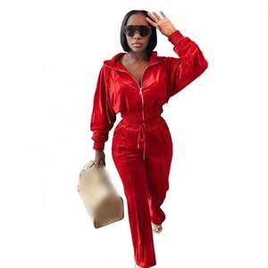 Conjunto de Chándal de Terciopelo Personalizado para Mujer, Marca Privada, Dos Piezas, Sudadera con Capucha y Pantalones Jogger Largos, Estilo Casual, Vintage, con Logotipo - Product Image 1