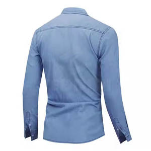 บริการขายส่งแบบ OEM เสื้อเชิ้ตยีนส์ลำลองผู้ชาย ผ้าฝ้าย 100% คุณภาพสูง รับทำโลโก้ ดีไซน์คลาสสิก แขนยาว ระบายอากาศได้ดี แห้งเร็ว - Product Image 4