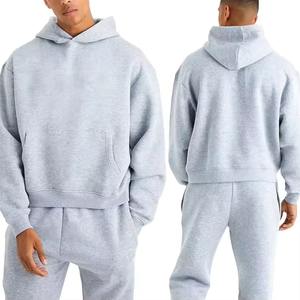 Survêtement d'hiver unisexe avec logo personnalisé Survêtement en molleton de coton avec haut à col rond - Product Image 3