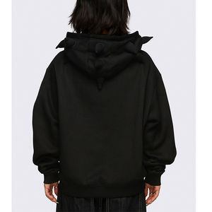 Custom Women's <b>Hoodie</b> Loose Fit Vintage <b>Long</b> Sleeve French Terry Letter Printed Embroidery Spike Horn Zip Front Logo for Winter - Product Image 6