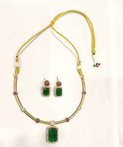 Conjunto de collar Hasli con acabado mate Premium con Zirconia cúbica Envío gratis para fiesta y Universidad/ropa de oficina hecha de joyería de latón - Product Image 3