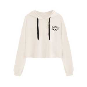 เสื้อครอปมีฮู้ดแขนยาวสำหรับผู้หญิงพิมพ์โลโก้ได้ตามต้องการดีไซน์แฟชั่นมีฮู้ดสำหรับฤดูใบไม้ผลิและฤดูหนาว - Product Image 1