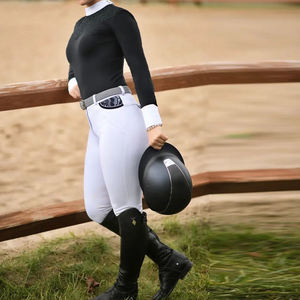 Nuevas camisas de espectáculo de capa base, diseño transpirable, ropa ecuestre superior, camisa de equitación personalizada al por mayor para mujer - Product Image 3