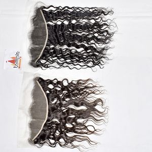 Extensiones de Cabello Humano Natural sin Procesar de la India, Color Negro Natural, Ondulado Profundo para Mujeres, 13x4 Frontal - Product Image 1