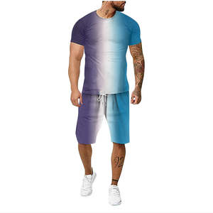 Conjuntos cortos de fabricante de alta calidad, conjunto de pantalones cortos de dos piezas personalizados para hombre, camiseta con conjunto corto de verano transpirable - Product Image 2