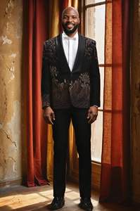 Traje de boda para hombre a medida en tallas grandes, chaqueta bordada y pantalones transpirables a juego incluidos - Product Image 4