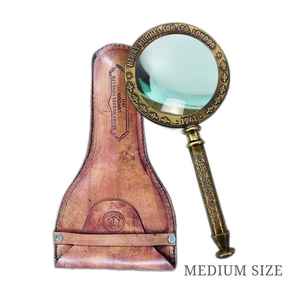 Lupa de latón de mano antigua Henry London Estilo marino vintage con estuche de cuero Múltiple - Product Image 6