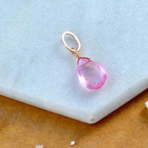 Colgante de Topacio Rosa en Forma de Lágrima, Piedra de Nacimiento de Octubre, Gema Rosa, Chapado en Oro, Joyería Delicada Hecha a Mano para Mujer - Product Image 3