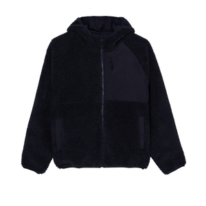 High Quality Embroidered Sherpa Hoodie 100% Cotton Thick <b>Black</b> Color Sports Fitness Custom Logo Plain Dyed Pullover Eco-Friendly - Product Image 1