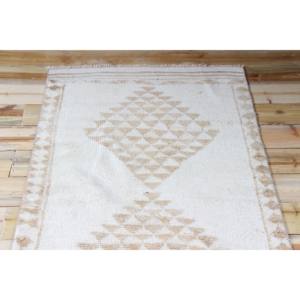 Alfombra Turca de 3x14.6 pies, Alfombra Vintage de Retazos, Lana Beige, Respaldo de Látex Ecológico, Alfombra Tradicional - Product Image 4