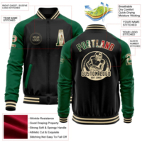 Nouvelle veste bomber varsity bicolore zippée respirante pour homme, taille plus, personnalisée, noire, style vintage, avec drapeau mexicain Kelly.