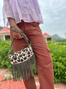 New Western Stylish Animal Print Fur Genuine Leather Fringe <b>Bag</b> High Quality <b>Boho</b> Style Women Real Leather Fringe Crossbody <b>Bags</b> - Product Image 3