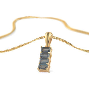 <b>London</b> Blue Topaz Octagon Pendant 925 Silver Four-Stone Bar Design Prong Setting Handmade Fine Jewelry by Ishime Jewels - Product Image 6