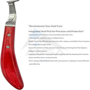 Premium Double <b>Edged</b> Hoof Knife Farrier Stainless Steel Blade <b>Wooden</b> Handle Multifunctional Horseshoe Knife Hoof <b>Trimming</b> Horses - Product Image 2