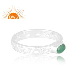 Nuevo diseño de patrón, anillo de piedras preciosas de Esmeralda Natural de Plata de Ley 925, joyería personalizada para mujer, regalo para ella - Product Image 4