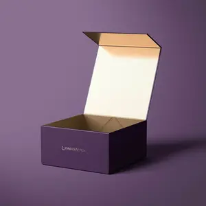 Lionwrapack Logo personalizzato cartone riciclato imballaggio pieghevole scatola magnetica chiusura scatole regalo di carta pieghevoli piatte viola