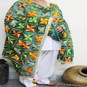 Phulkari Dupatta สำหรับผู้หญิง,สไตล์หนักมีเอกลักษณ์ทำด้วยมือเธรดทั้งหมดทำงาน Dupatta - Product Image 1