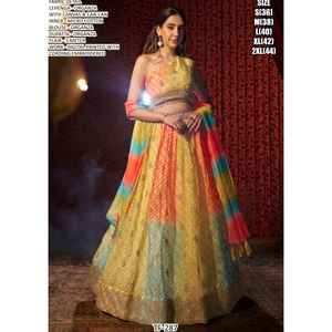 Conjunto de Lehenga Choli Semi-Cosido de Diseño Moderno para Fiestas, Tela de Organza, Dupatta de Secado Rápido para Ocasiones Elegantes, Todas las Temporadas - Product Image 1