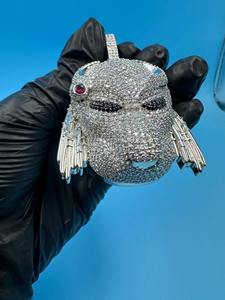 Trendy VVS <b>Moissanite</b> Diamond Iced Out Hip Hop Pendant Necklace With 925 Silver Predator Mask Customized <b>Jewelry</b> At Low Price - Product Image 3
