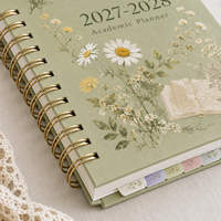Agenda académique botanique LABON personnalisé 2027 2028 A5 B5, spirale, couverture rigide, onglets, autocollants, organisateur mensuel et hebdomadaire pour les études
