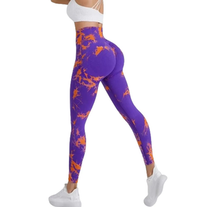 Chaude taille haute sans couture cravate teinture Gym vêtements de sport vêtements de sport Fitness pantalons d'entraînement Yoga Leggings vêtements en gros - Product Image 2