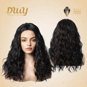 Claire-DWY Short Glueless Synthetic <b>Wig</b> with Transparent Lace Front Middle Part <b>Deep</b> Wavy High Quality Layered Loose <b>Wave</b> Style - Product Image 4