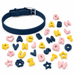 Ensemble de collier pour <span class=keywords><strong>chien</strong></span> personnalisé avec nom, laisse pour animaux de compagnie en PVC imperméable, breloques en silicone 3D souples pour chiens et chats - Product Image 1