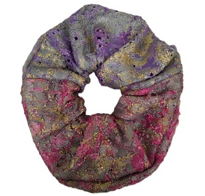 Scrunchie de pelo de tela personalizable de brocado para niñas lazo de Pelo elástico de dos colores hecho de material sintético duradero - Product Image 6