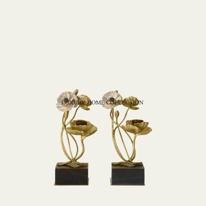 Bougeoir de mariage d'intérieur en aluminium plaqué or Fleur Design Home Table Decoration Lightening Holder Competitive Price - Product Image 6