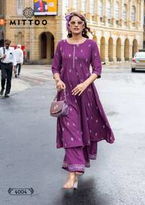 Colección Premium de Kurtis con estampado de rayón con pantalones, ropa India pakistaní para ropa de fiesta informal, tarifa al por mayor disponible - Product Image 4