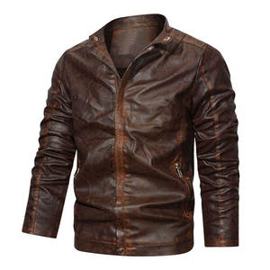 Chaqueta de Cuero de Color Sólido con Cuello Alto y Logotipo Frontal, Chaqueta de Invierno para Hombre, Alta Calidad a Bajo Precio, Fabricante de Pakistán - Product Image 1
