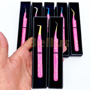 Venta al por mayor de pinzas de extensión de pestañas personalizables de acero inoxidable disponibles polvo Rosa negro Punto de plasma opciones de etiqueta privada - Product Image 4