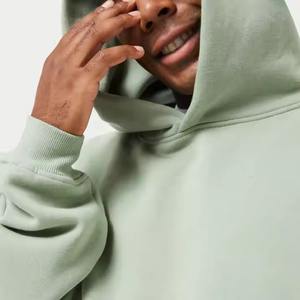 80% Algodón 20% poliéster polvo verde suéter de gran tamaño Sudadera con capucha escote cruzado dobladillo acanalado puños hombros caídos de talla grande hombres - Product Image 4