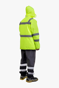 High Visibility ANSI Class 1 Customizable Safety <b>Jacket</b> LED Flash <b>Waterproof</b> Polyester Breathable Fabric Reflective Strips Logo - Product Image 5
